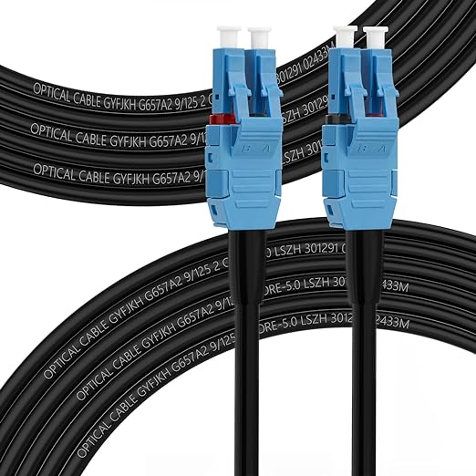 FLYPROFiber OS2 LC to LC Outdoor Fiber, 50M/164ft OS2 Outdoor Armored, Single Mode Patch Cable, 1G/10GB OS2 LC-LC 9/125 um SMF Fiber Optic Cable Cord LSZH 50Meter(164ft)