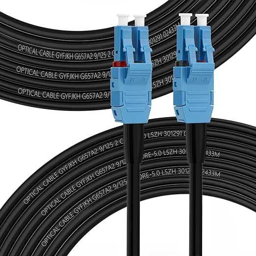 FLYPROFiber OS2 LC to LC Outdoor Fiber, 150M/492ft OS2 Outdoor Armored, Single Mode Patch Cable, 1G/10GB OS2 LC-LC 9/125 um SMF Fiber Optic Cable Cord LSZH 150Meter(492ft))