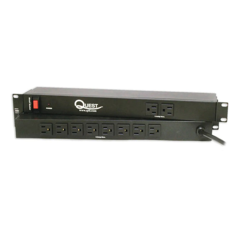 10 OUTLETS, HORIZONTAL 19″ RACK MOUNT SURGE STRIP, 1U, 120V/15A