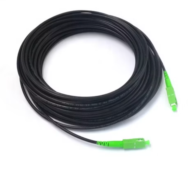 XCOMFIBER - 3mm round preconnectorized cable LSZH black jacket, with 2pc SC/APC connector, SM G.657.A1, Large: 30 meters"